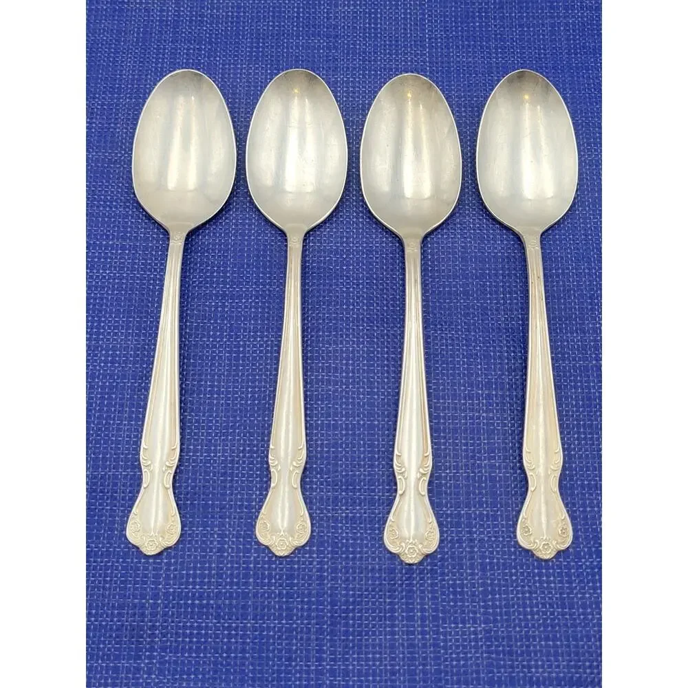 Rogers Brothers Daybreak Elegant Lady Set 4 Teaspoons Reinforced Plate IS